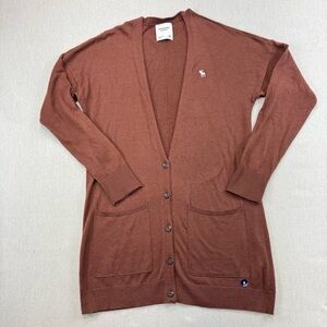 Abercrombie & Fitch Cardigan Sweater Womens M Brown Long Lightweight Y2K